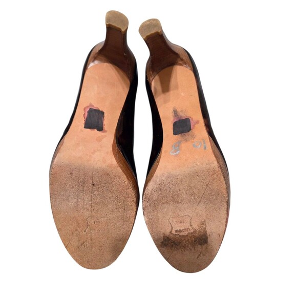 Stuart Weitzman Brown Tortoise Patent Leather Peep Toe Pump Heels 7M S.2 - Picture 6 of 14